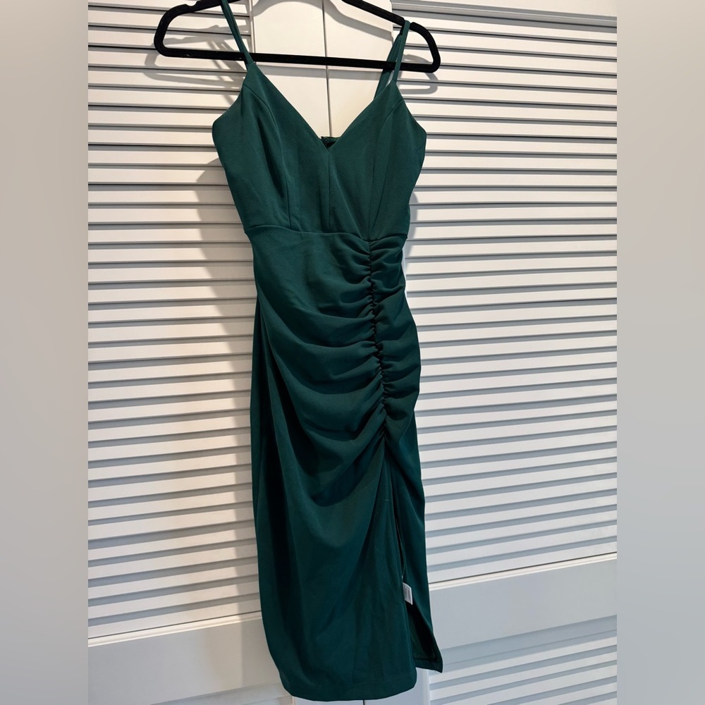 Emerald Sundae Teal Ruched Midi Dress